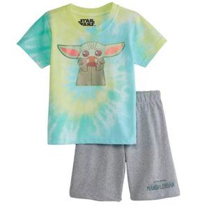 Baby Toddler Boys Girls Star Wars BABY YODA T-shirt & Shorts Set-- Tie Dye NWT